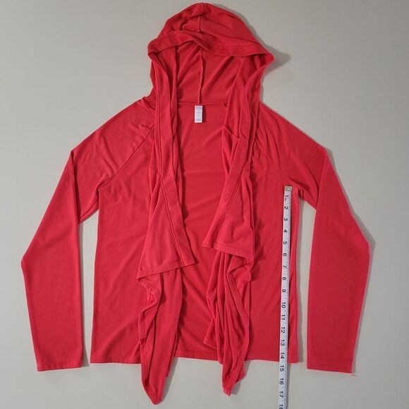 Old Navy Intimates Women's Red Orange Hooded Waterfall Long Sleeve Cardigan - Picture 5 of 11